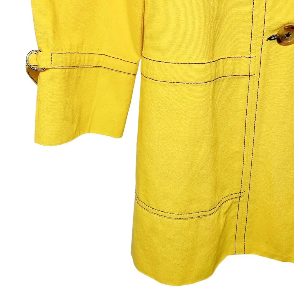 FRANCIS VALENTINE Double Breasted Cotton Trench Coat With Contrast Stitching - Picture 8 of 10